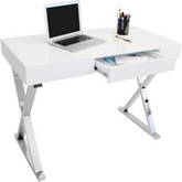 Luster Desk in Gloss White & Chrome